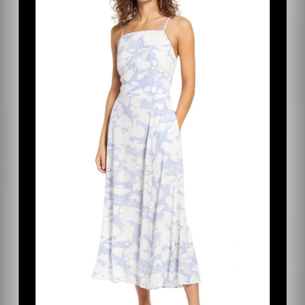 Open Edit Marble Print Open Back Sundress - image 1